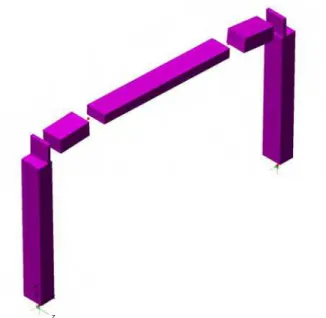 Figure 5.  2-D frame model of the rigid frame concrete bridge  3.2.2  Frame Model Description and Live Load Analysis 