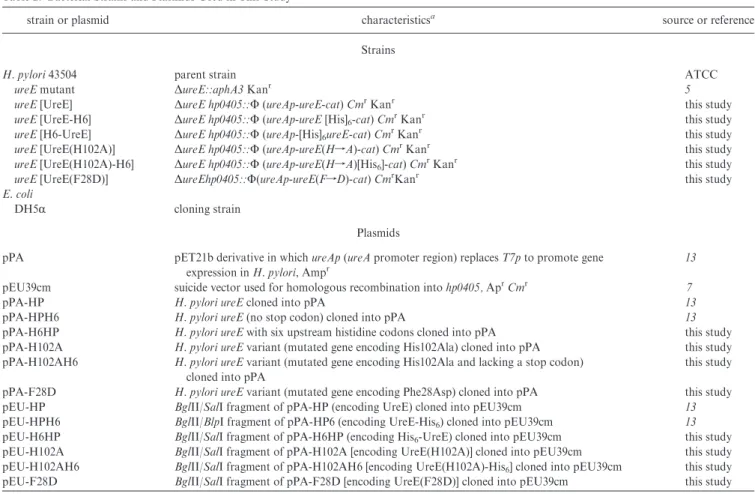 Table 2: Bacterial Strains and Plasmids Used in This Study