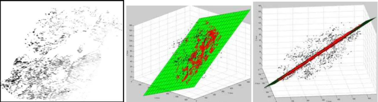 Figure 3. (Left) Correspondence map X p obtained with our method. A correspondence has been assigned to each pixel at which activity had been recorded