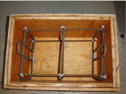 Figure 7. Double-panel wooden form used to cast reinforced pervious concrete prism. 