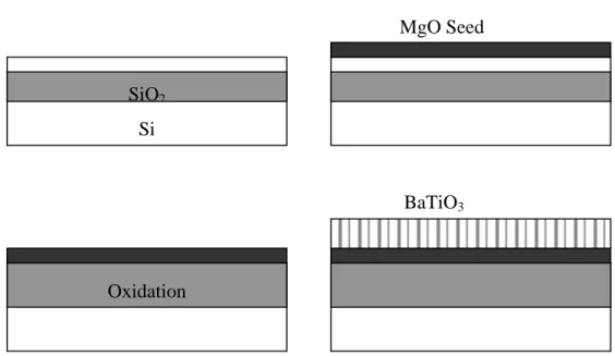 Figure 13: Schematic representation of the growth of BaTiO 3   on  SOI.  See  text  for  details