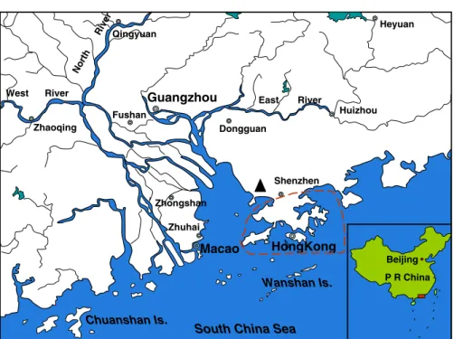 Fig. 1 Map of the Pearl River Delta with sampling locations ShenzhenDongguan Huizhou Zhongshan ZhuhaiFushanZhaoqingQingyuan Guangzhou Macao HongKong Wanshan Is