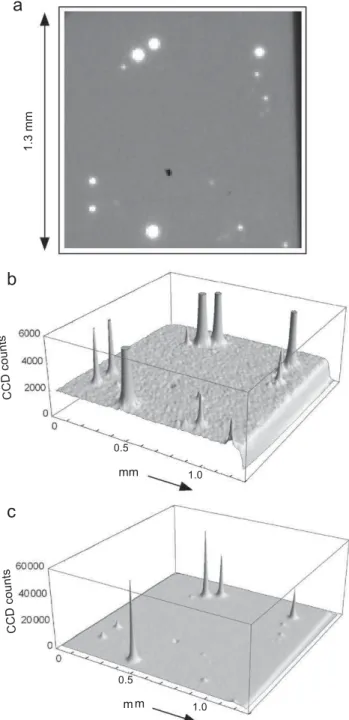 Fig. 1. (a) CCD image of electroluminescence (EL) across 1.3 1.3 mm 2 window of 1.5  1.5 mm 2 device mesa