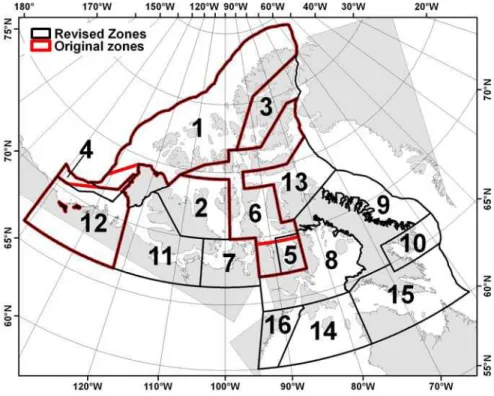 Figure 1: Comparison of the existing zone boundaries in the Zone-Date System  with those in the proposed Hybrid System