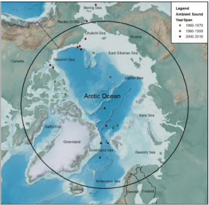 Figure 16: Location of Ambient Sound Level Studies in the Arctic 