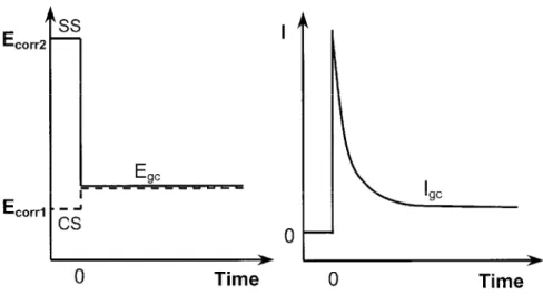 Fig. 3  Potential and current profile in galvanic coupling process. 