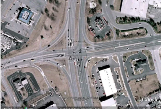 Fig. 4. Satellite image of the Peppers Ferry intersection (US 460 and Peppers Ferry Rd, Christiansburg, Montgomery, Virginia 24073) taken from Google Earth