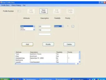 Figure 3.  Screenshot of the GUI for profile entry 