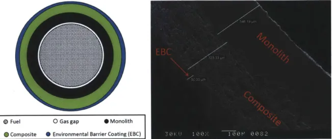 Figure  2.4:  Illustration  and SEM  micrograph  of the Triplex cladding  design.