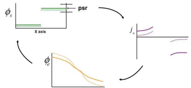 Fig. 2 Iteration on / S , indicated as guess value psr, is implemented to update j loc in a loop to obtain the right solution for the imposed current density, I app