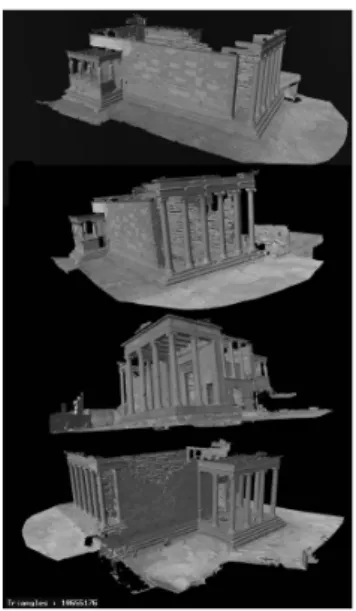 Figure  1.  Several views  of  the  3D  model  shown with the processed laser intensity  mapped onto the model.