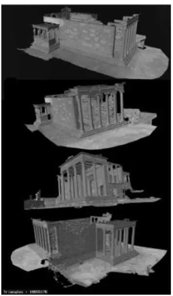 Figure  1.  Several views  of  the  3D  model  shown with the processed laser intensity  mapped onto the model.