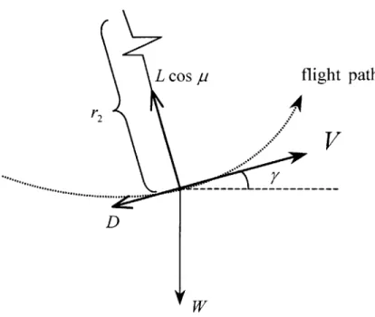 Figure  3.5:  Forces  Projected  onto the  Vertical  Plane  of the Velocity  Reference  Frame