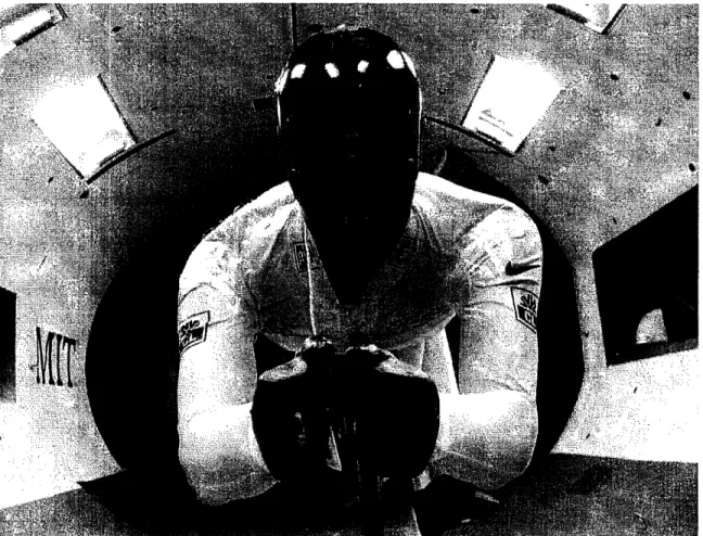 Figure  3: Picture  of Uri the mannequin  set up  in the  wind tunnel.  He  is in the aero  position  with his  hands  in front  of him as  though  he  were riding dropped  down  on aero bars.