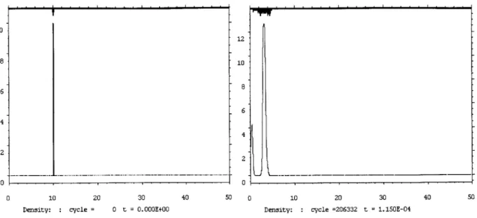 Figure 4-2.  Initial and final  density  for  1mm  test case