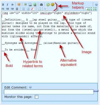 Figure 2: Editing a term entry (“lap steel guitar”).