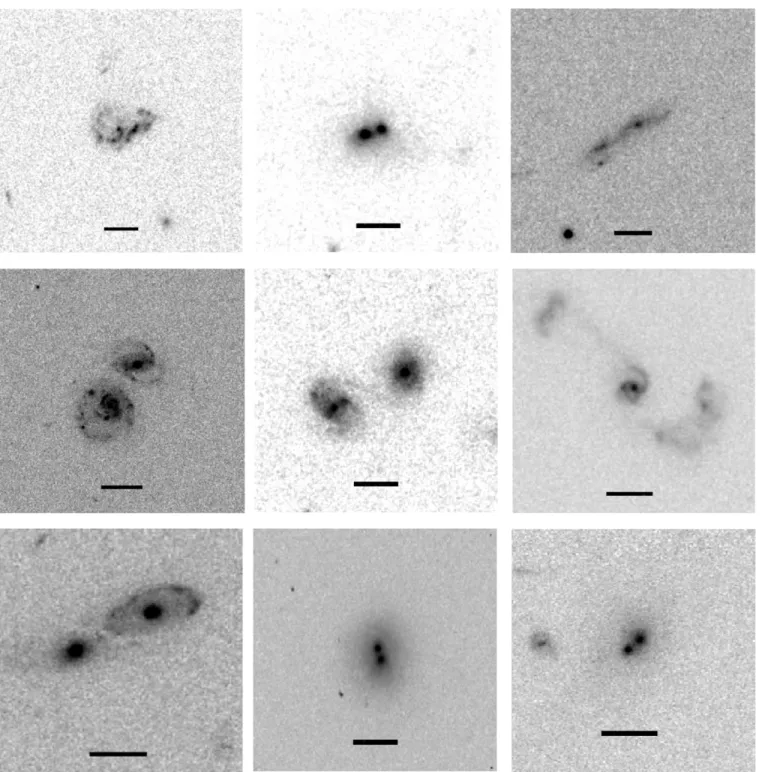 Figure 2. Objects classified in Group 2: major close interactions. The presence of two galaxies and signs of interaction are required