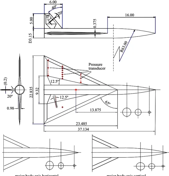 Fig. 3   IAR/AFRL 65° delta wing model Fig. 4  IAR/AFRL 80°/65° double delta wing model