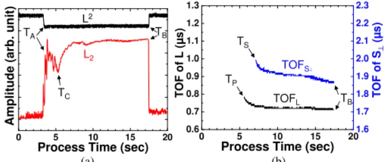 Figure 9.   (a) Amplitude variations of L 2  and L 2  echoes measured by the mold  insert probe shown in Fig