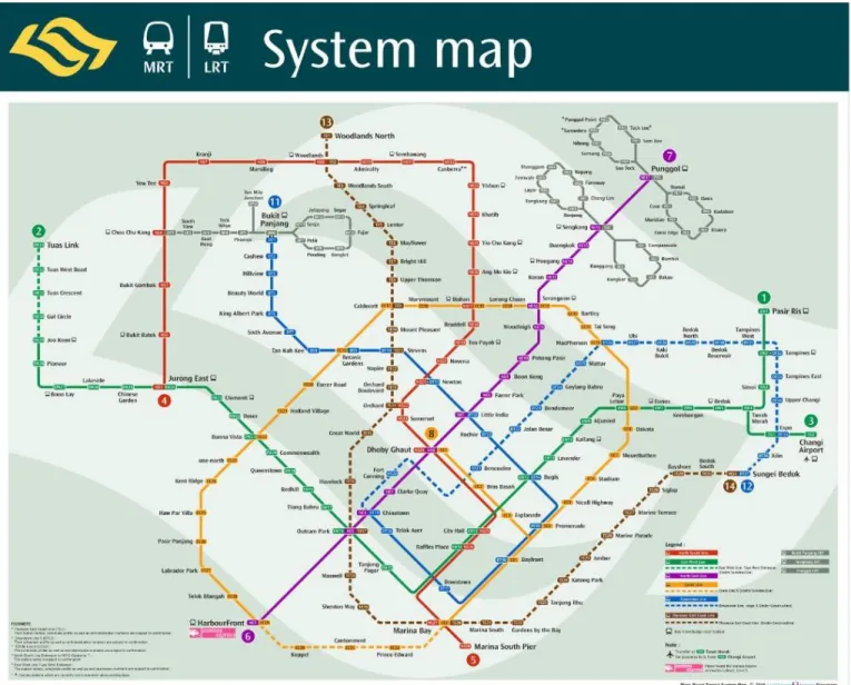 Figure 5.1 - Singapore's MRT and LRT system map  Source: Land Transport Authority