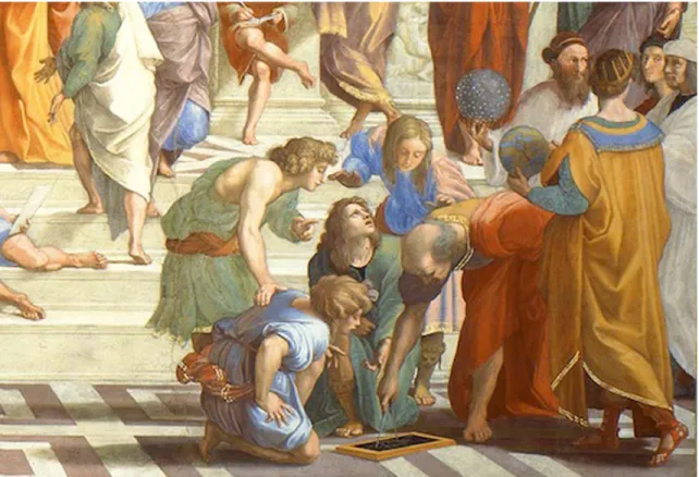 FIG. 49 Detail of “The School Of Athens”, Euclid and Raphael staring at us.