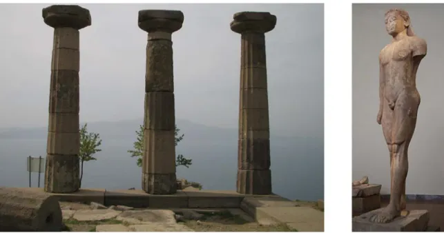 FIG.  18 On the left: columns of an archaic Doric temple in Assos (6th century BC). On the right side: 