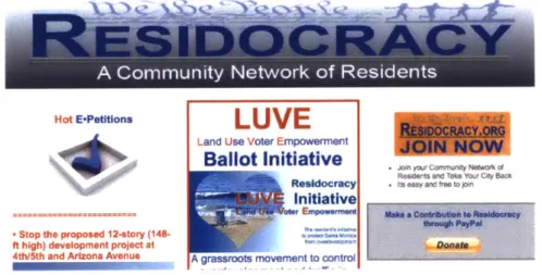 Figure  i9.  Homepagefor  Residocracy The  Residents'  Direct Democracy  Solution
