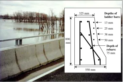 Figure 2: Cross-section of reconstructed barrier wall (Vachon Bridge, Laval, Canada). 