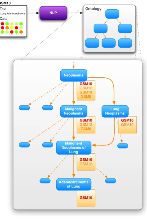 Figure 2-3: The free-text associated with a record is analyzed using a natural lan- lan-guage processing program that maps the free-text to the predefined concepts in the ontological vocabulary