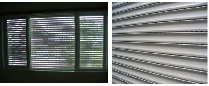 Figure 5 View to outdoors through the perforations of a  rollshutter installed in the Test House during the  summer experiments 