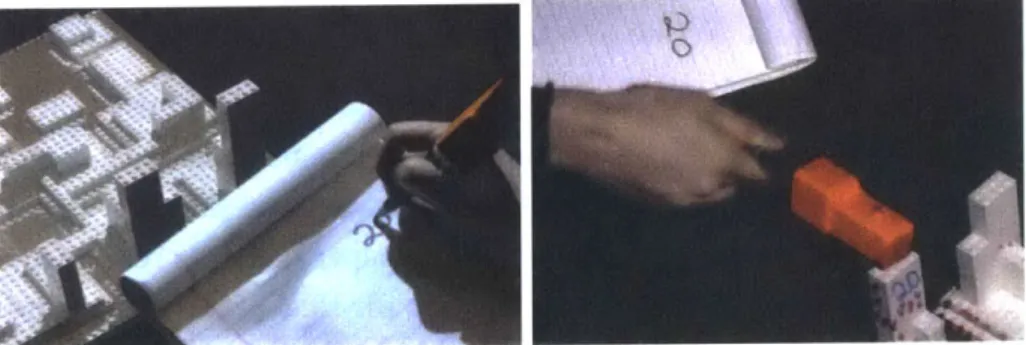 Figure 9.  Tapping  the pen on co-located  physical  objects allows  for augmented  annotation  of the physical  model with  real-time written