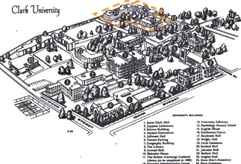 Figure  3.9:  1968  Campus  map.  Notice new  TAC  dormitories  (#19,  20,  21). TAC  was  also  responsible for a second quadrangle completed  in  1968  (#23,  24,  25)