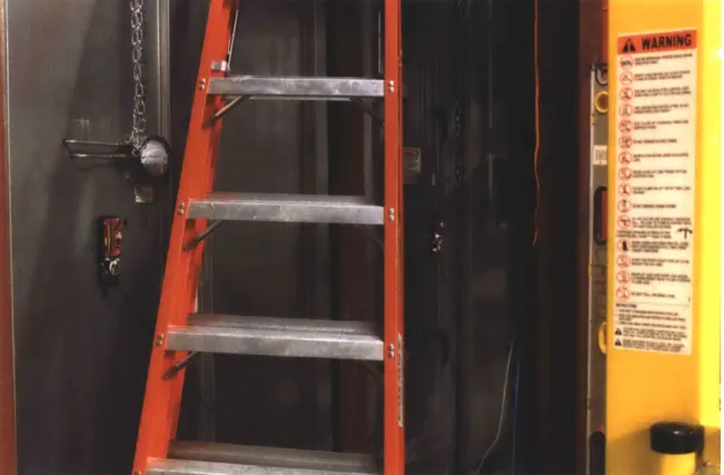 Figure  7:  Cluttered  construction site  with two TRUSS  sensor base  stations  magnetically  mounted  on either side of the  ladder