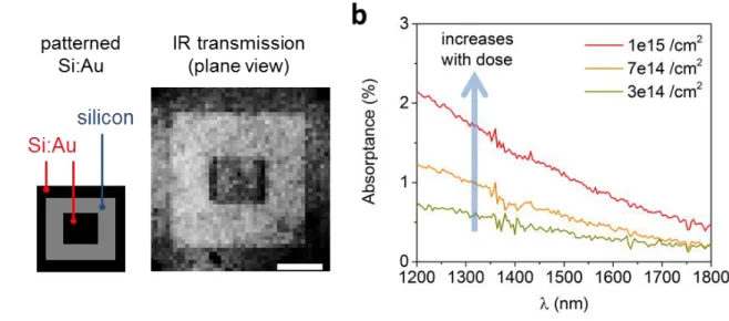 Figure 2.3. Sub-band gap light absorptance in thin Si:Au layer 