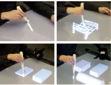 Figure 5. Rough 3D sketch (top) and abstract shape drawing  (bottom) using gestures. 