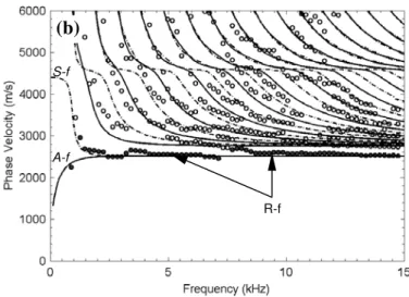 Figure 7 - FK-2: (a) Collected data; (b) Dispersion curves:  