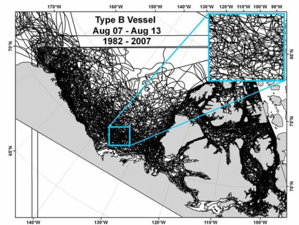 Figure 6: Analysis applied to the Canadian western Arctic for the week of August  7-23 for each year from 1982 to 2007