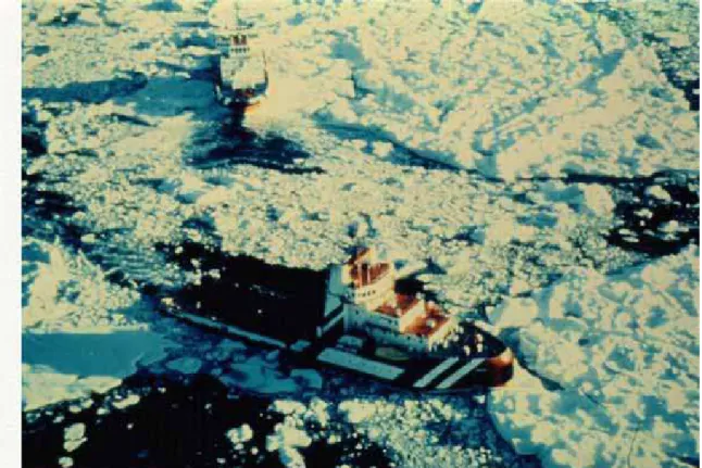 Figure 15: Ice management around the Kulluk in the Beaufort Sea. 