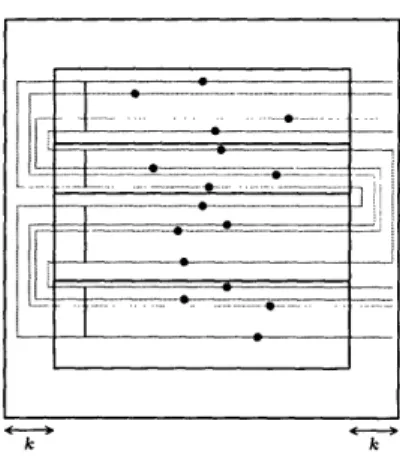 Figure  6-1:  Construction  of the  minor  k x  k grid  K.