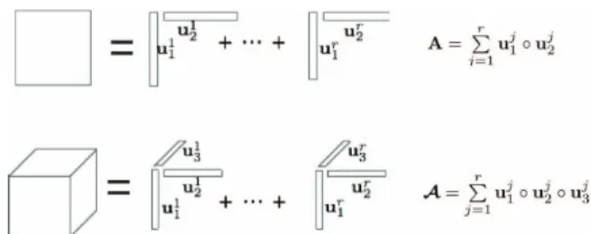 Fig. 1. (a) a 2-D data array (e.g., a medical image) is a matrix, (b) a 3-D data array (e.g., multiple slices of images) is a tensor.