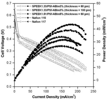 Figure 3 compares the performances in DMFCs at 1 M methanol