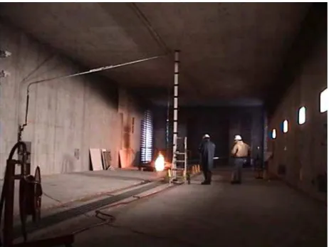 Figure 6.1.  An open space gasoline pool fire in the test tunnel 