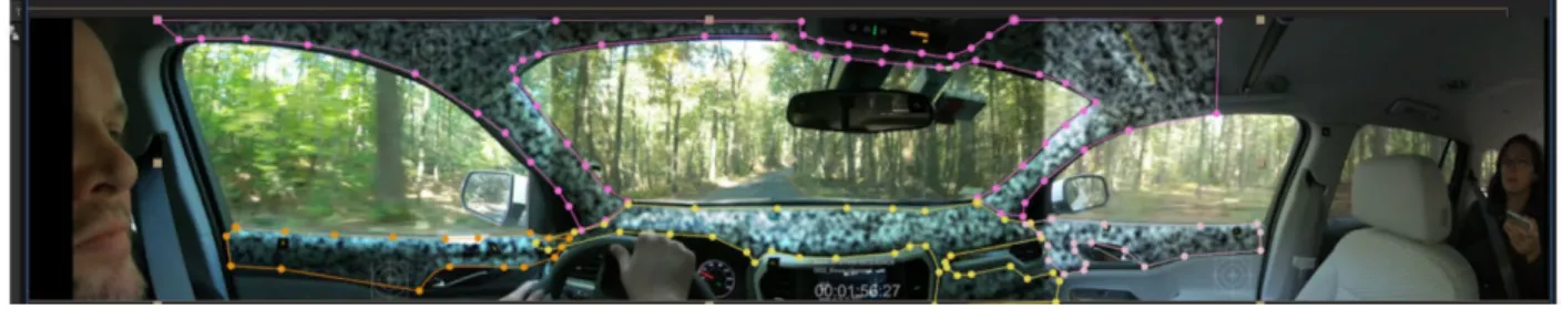 Figure 19. Registration marks for post-processing and stimulus positioning in three-view automotive footage