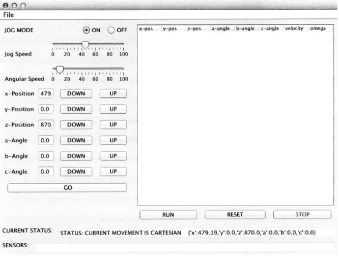 Figure 9.  Graphical  user interface  designed  for use with the robotic arm.