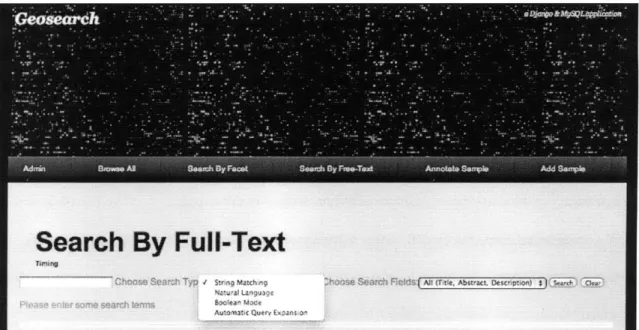 Figure 2:  Geosearch  Free-text Search  Interface