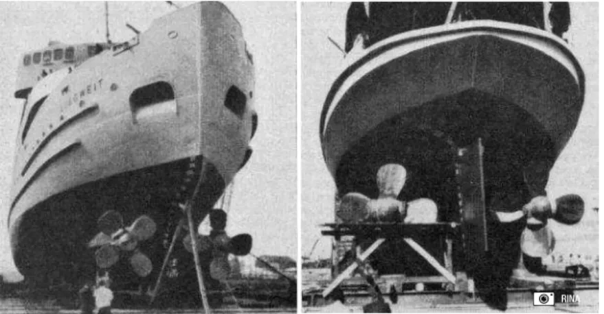 Fig. 7.  The bow and stern of the Abegweit showing the two bow and stern propellers (Jansson 1956)