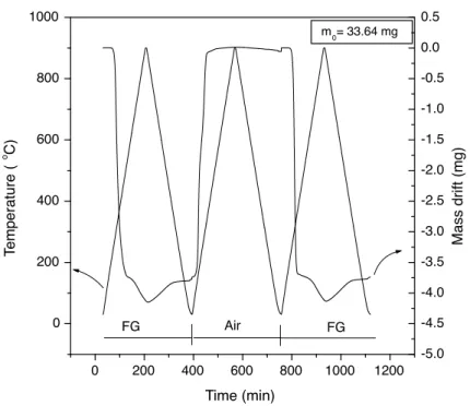 Figure 1. Thermocycling profile for SDC-CuO reference sample under different atmospheres (heating and cooling rate 5 ı /min).