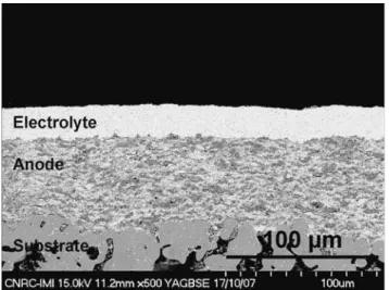 Fig. 8 As-sprayed SDC-NiO/SDC microstructure