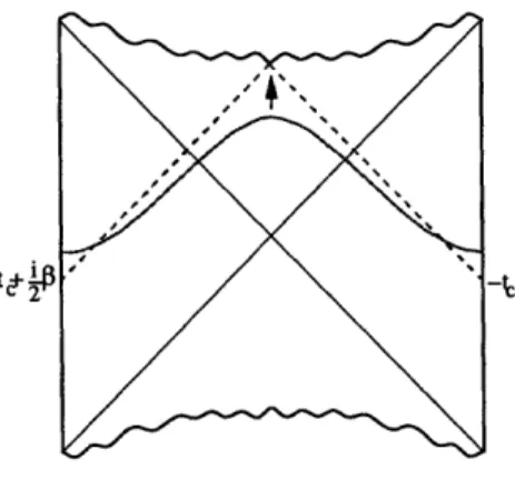 Figure  1-2:  Spacelike  geodesics  connecting  t +  i3 and  -t  at  the  boundary.  As  t  -+