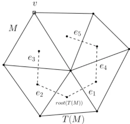 Figure 5: A mesh M with its dual tree T (M ).